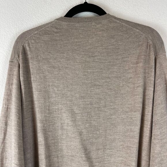 Peter Millar Merino Wool Sweater Mens XXL Beige V Neck Pullover Logo Golf - Picture 13 of 15